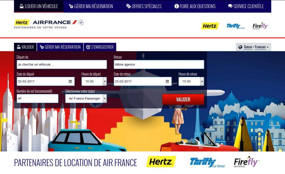 Portail Hertz, Thrifty, Firefly - Air France