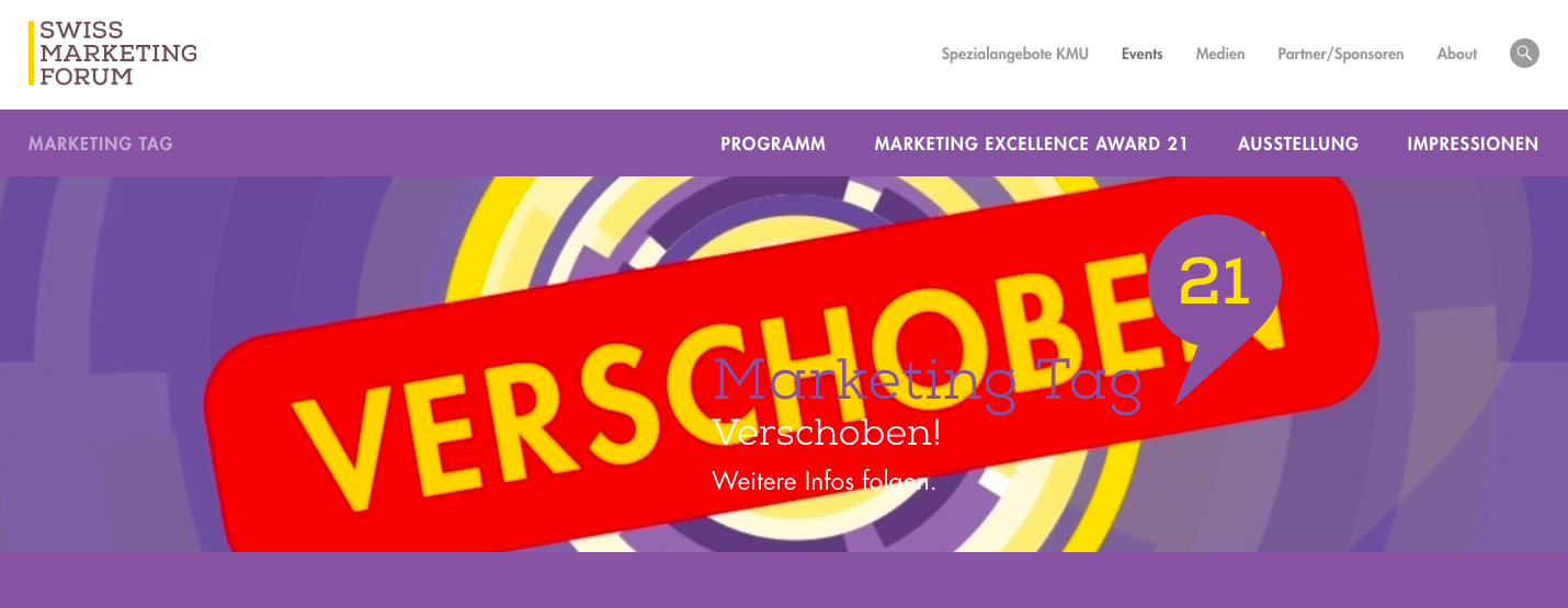 Screenshot Swiss Marketing Forum Webseite